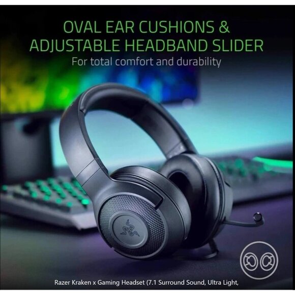 Razer Kraken X Multi-Platform Wired Gaming Headset 7.1 Surround Sound Black New - Picture 2 of 14
